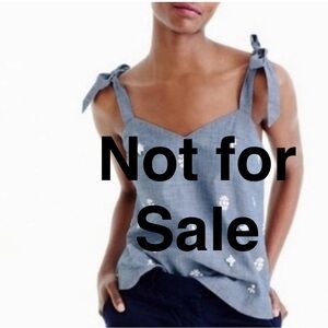 J. Crew Cropped Light Blue Denim Tie-Top with Embellishments Size 4